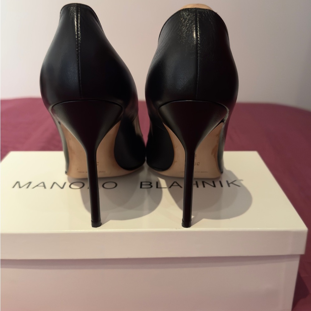 Manolo Blahnik Black kid 105 Leather BB Heels